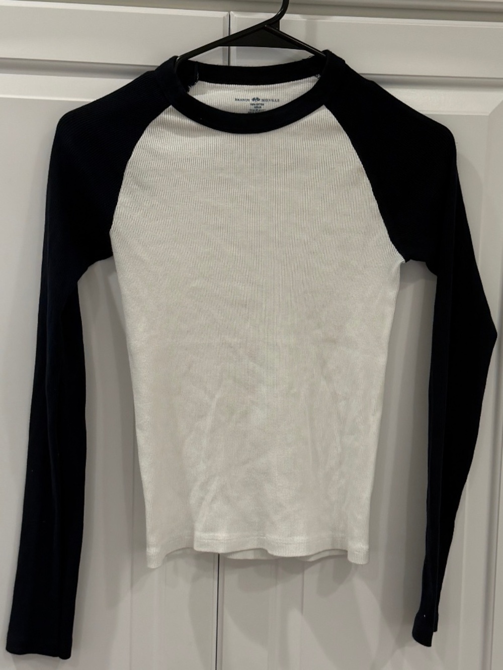 Navy & White Brandy Melville Long-sleeved T-shirt - Size S